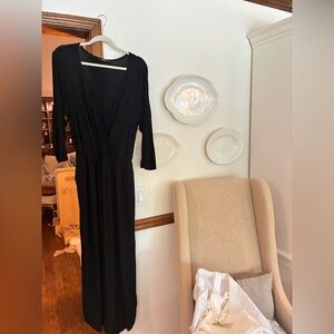 Annabelle Black V-Neck Gown 3/4 Sleeve Cocktail Dress